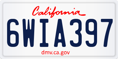CA license plate 6WIA397