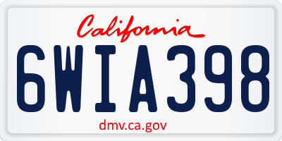 CA license plate 6WIA398