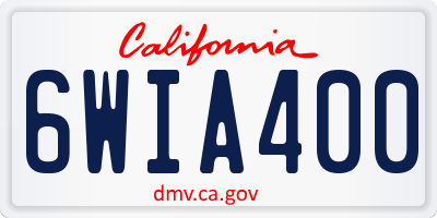 CA license plate 6WIA400