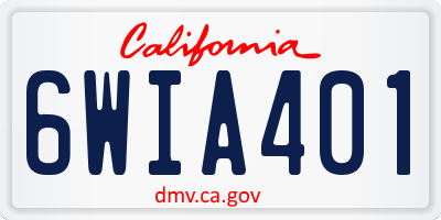 CA license plate 6WIA401
