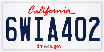 CA license plate 6WIA402