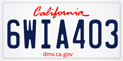 CA license plate 6WIA403