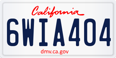 CA license plate 6WIA404