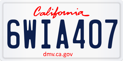 CA license plate 6WIA407