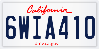 CA license plate 6WIA410