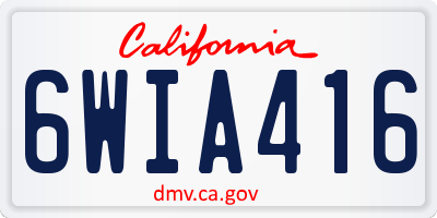 CA license plate 6WIA416