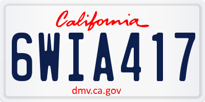 CA license plate 6WIA417