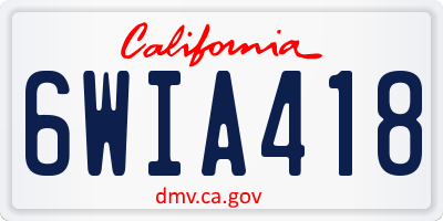 CA license plate 6WIA418