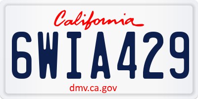 CA license plate 6WIA429