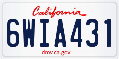 CA license plate 6WIA431