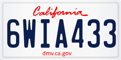 CA license plate 6WIA433