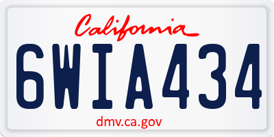 CA license plate 6WIA434
