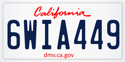 CA license plate 6WIA449