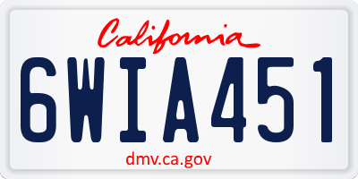 CA license plate 6WIA451