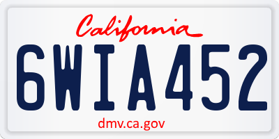 CA license plate 6WIA452