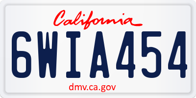 CA license plate 6WIA454