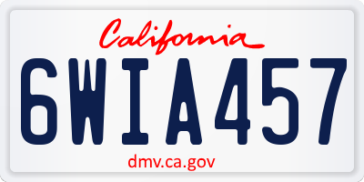 CA license plate 6WIA457