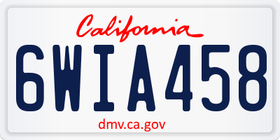 CA license plate 6WIA458