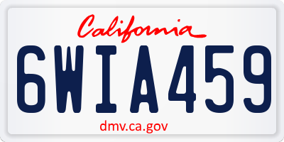 CA license plate 6WIA459