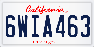 CA license plate 6WIA463