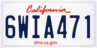 CA license plate 6WIA471