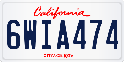 CA license plate 6WIA474