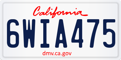CA license plate 6WIA475