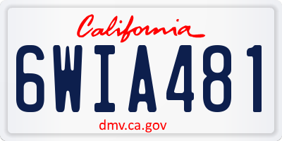 CA license plate 6WIA481