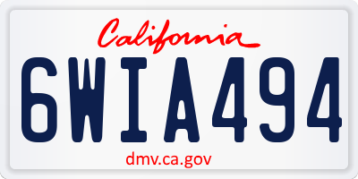 CA license plate 6WIA494