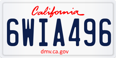 CA license plate 6WIA496