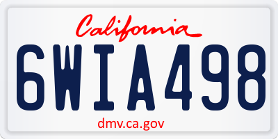 CA license plate 6WIA498