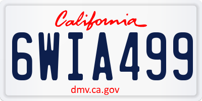 CA license plate 6WIA499