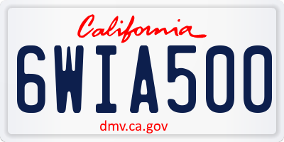 CA license plate 6WIA500
