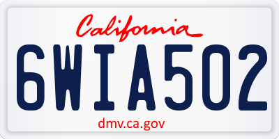 CA license plate 6WIA502