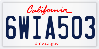 CA license plate 6WIA503