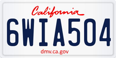 CA license plate 6WIA504