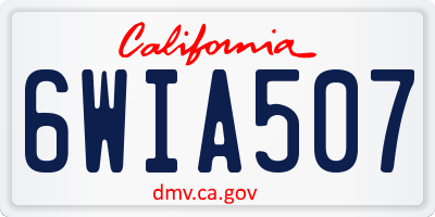 CA license plate 6WIA507