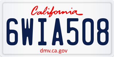CA license plate 6WIA508