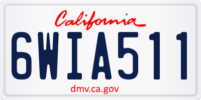 CA license plate 6WIA511