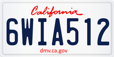 CA license plate 6WIA512