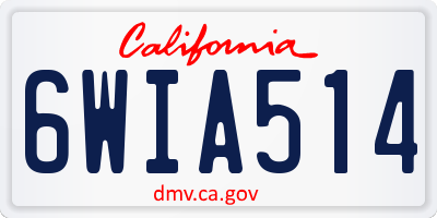 CA license plate 6WIA514