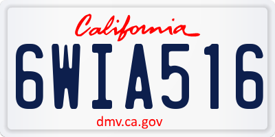 CA license plate 6WIA516