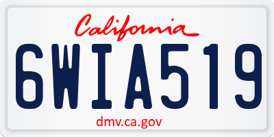 CA license plate 6WIA519