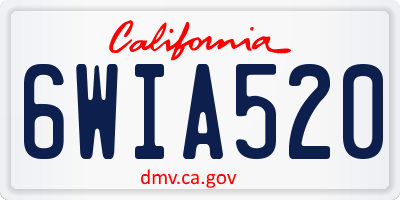 CA license plate 6WIA520