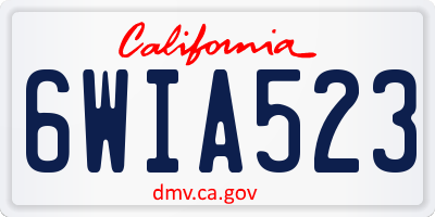 CA license plate 6WIA523