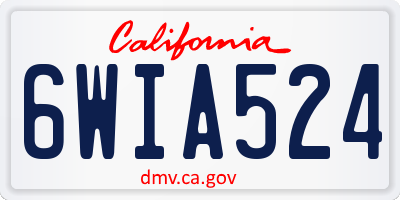 CA license plate 6WIA524