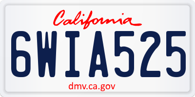 CA license plate 6WIA525