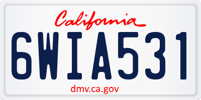 CA license plate 6WIA531