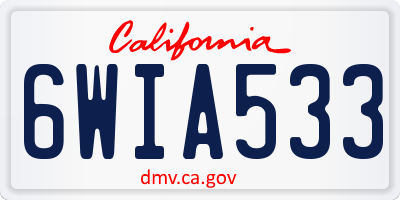 CA license plate 6WIA533