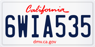 CA license plate 6WIA535